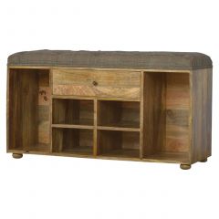 Multi Tweed 4 Slot Shoe Storage Bench