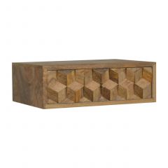 Wall Mounted Cube Carved Bedside