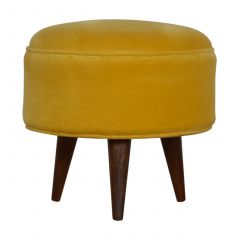 Mustard Velvet Nordic Style Footstool