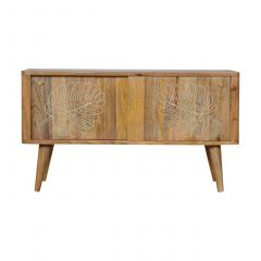 Leaf Embossed Resin Solid Wood Cabinet